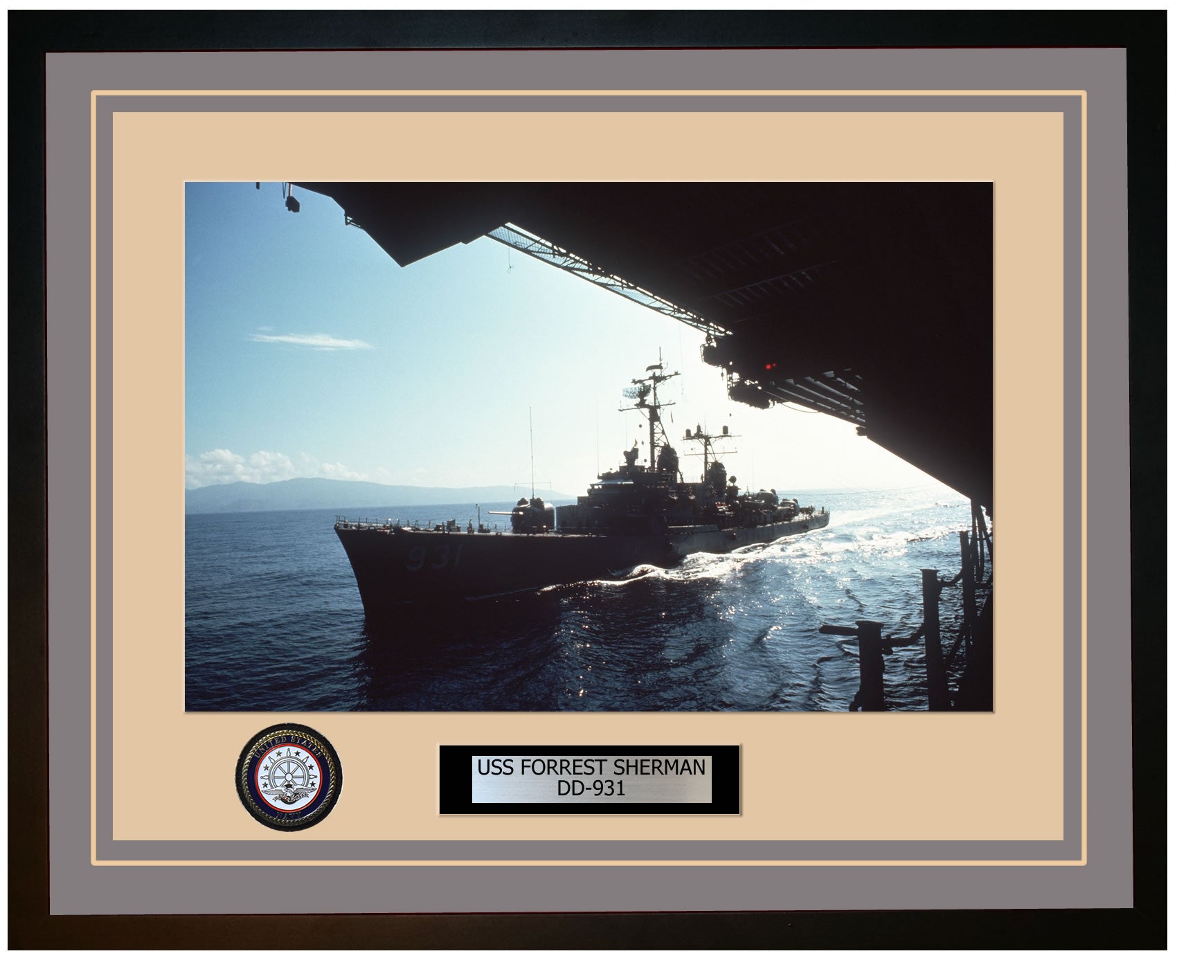 USS FORREST SHERMAN DD-931 Framed Navy Ship Photo Grey