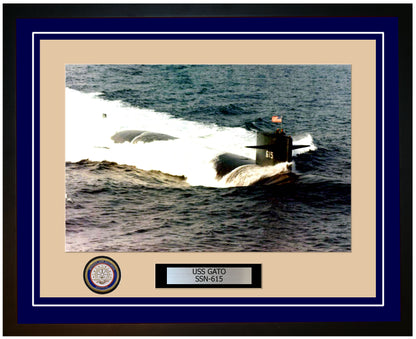 USS Gato SSN-615 Framed Navy Ship Photo Blue