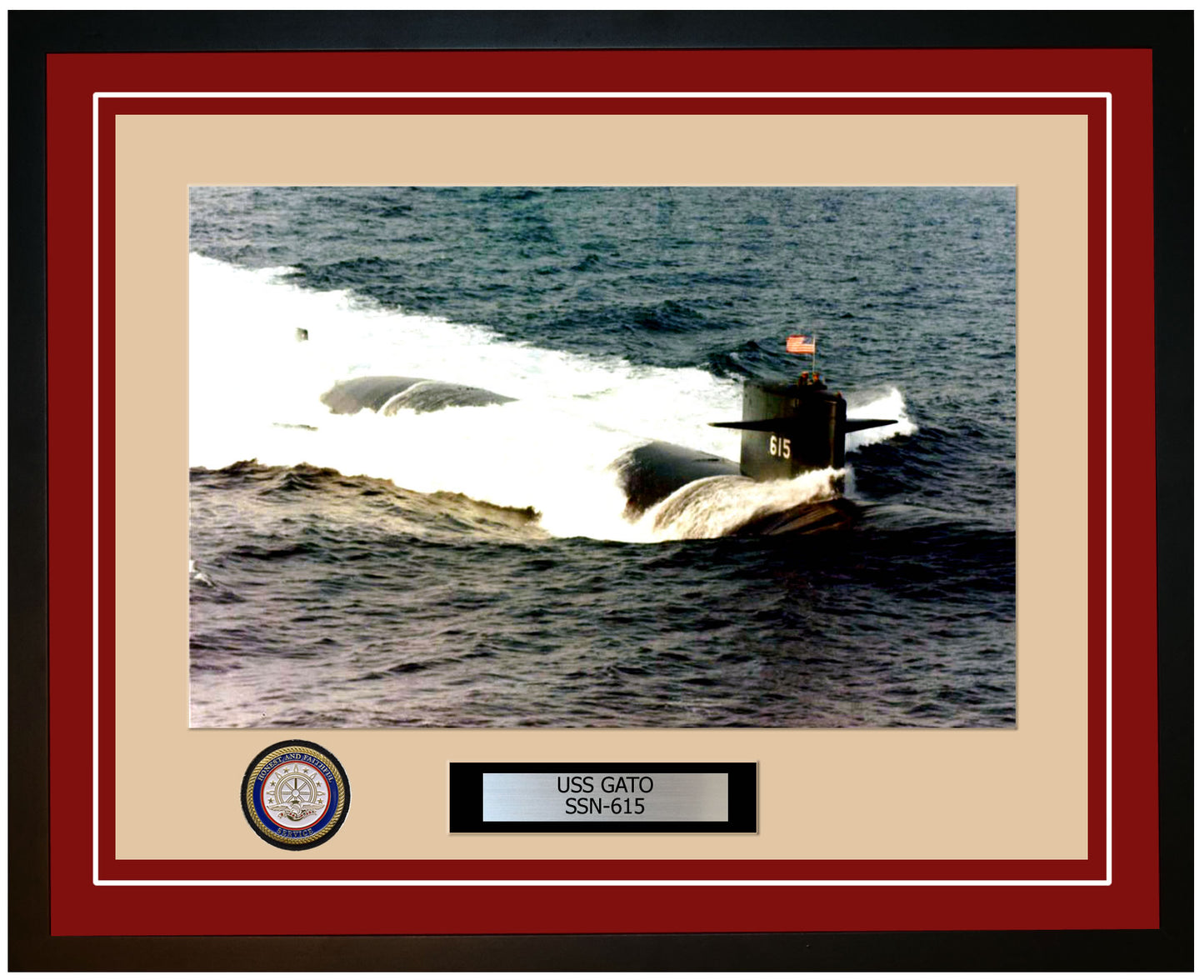 USS Gato SSN-615 Framed Navy Ship Photo Burgundy