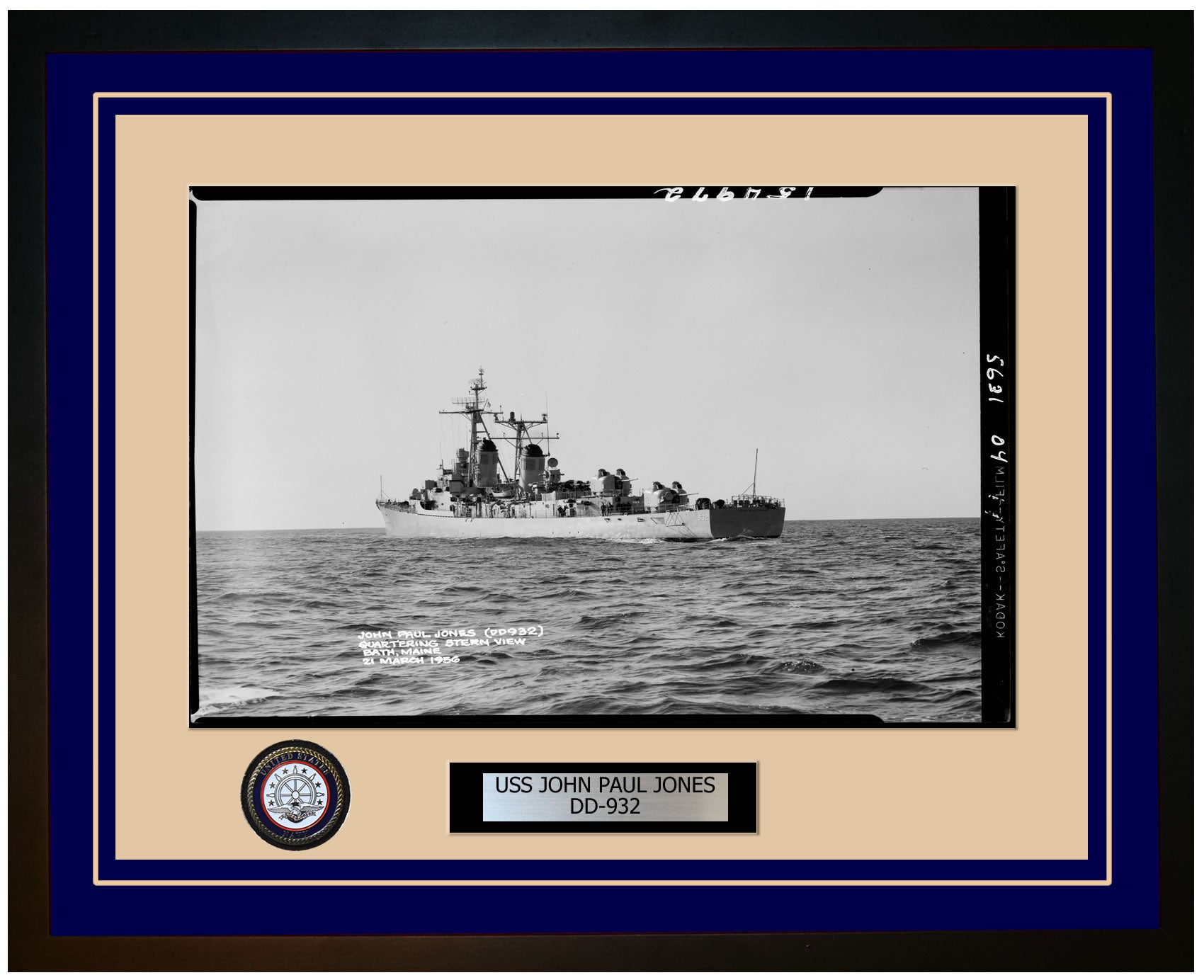 USS JOHN PAUL JONES DD-932 Framed Navy Ship Photo Blue