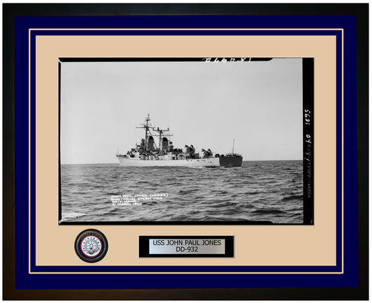 USS JOHN PAUL JONES DD-932 Framed Navy Ship Photo Blue