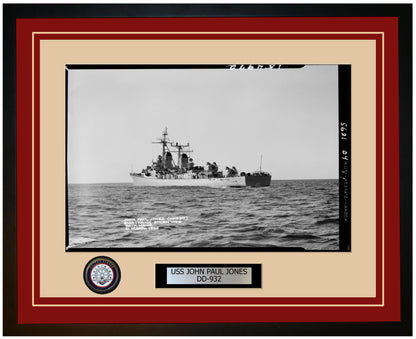 USS JOHN PAUL JONES DD-932 Framed Navy Ship Photo Burgundy