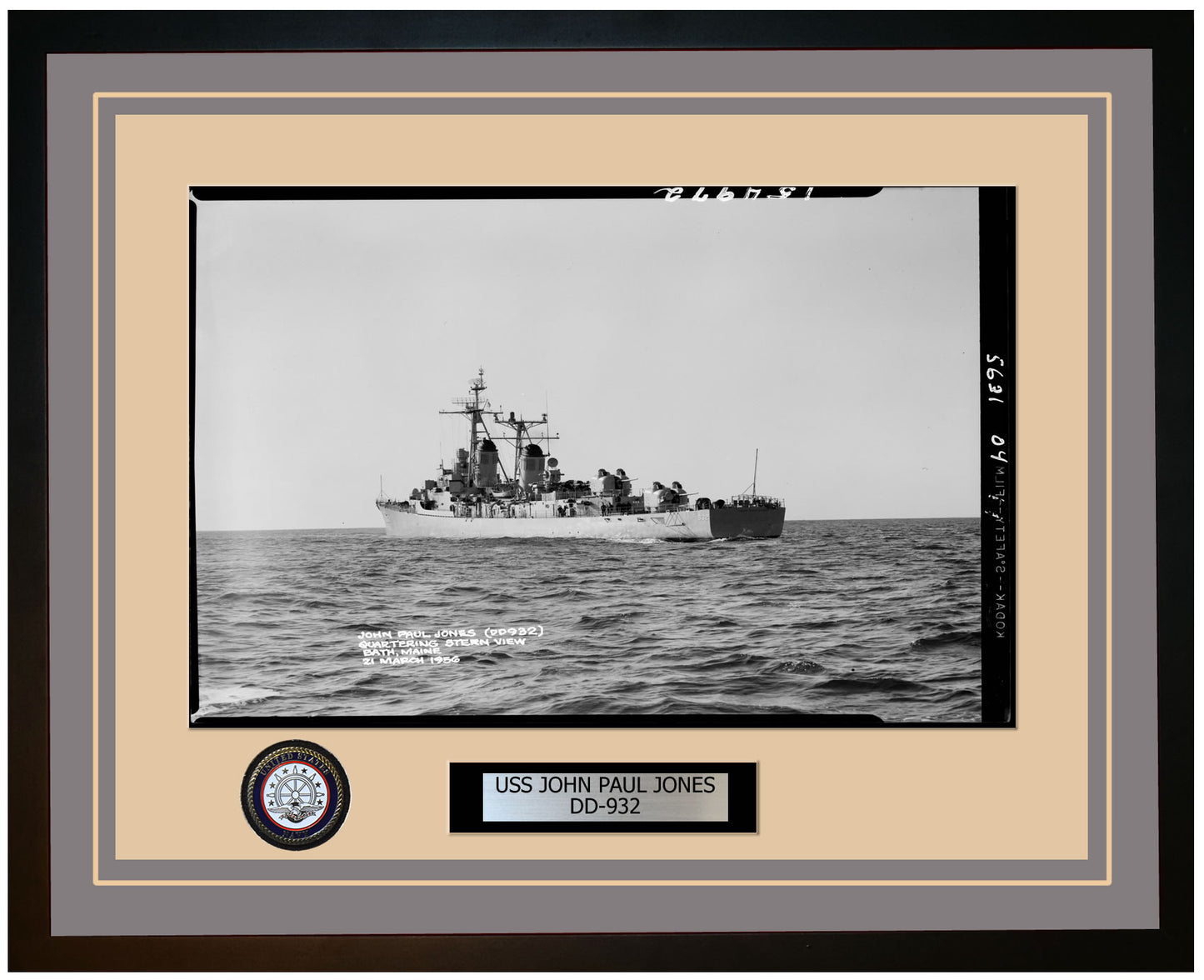 USS JOHN PAUL JONES DD-932 Framed Navy Ship Photo Grey