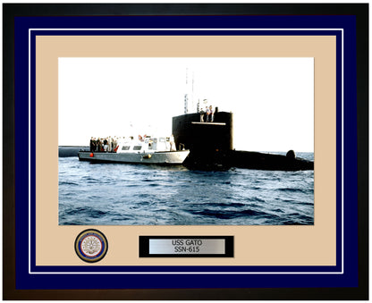 USS Gato SSN-615 Framed Navy Ship Photo Blue