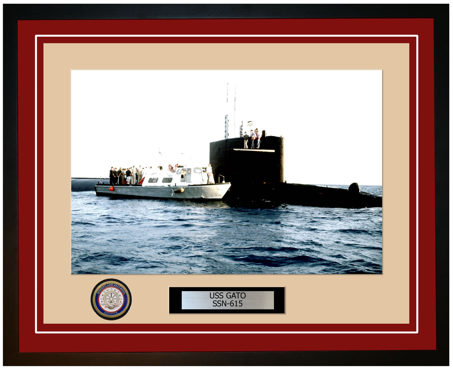 USS Gato SSN-615 Framed Navy Ship Photo Burgundy