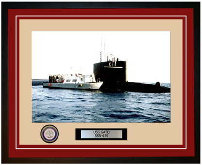 USS Gato SSN-615 Framed Navy Ship Photo Burgundy