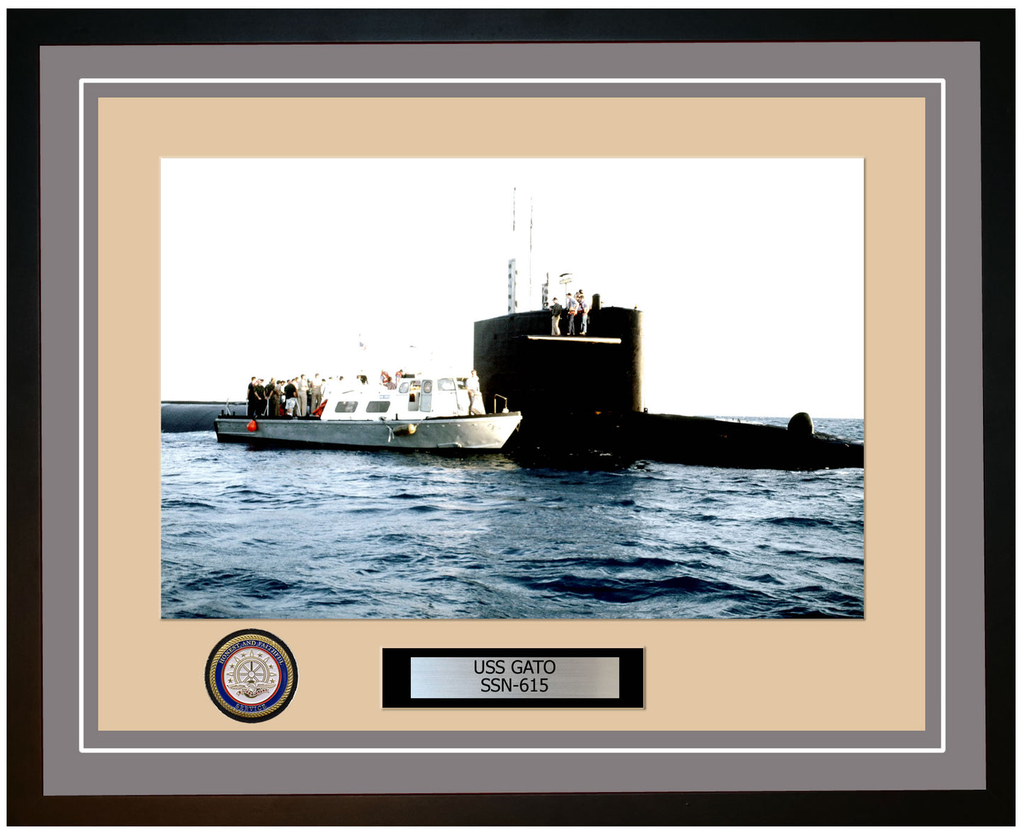 USS Gato SSN-615 Framed Navy Ship Photo Grey
