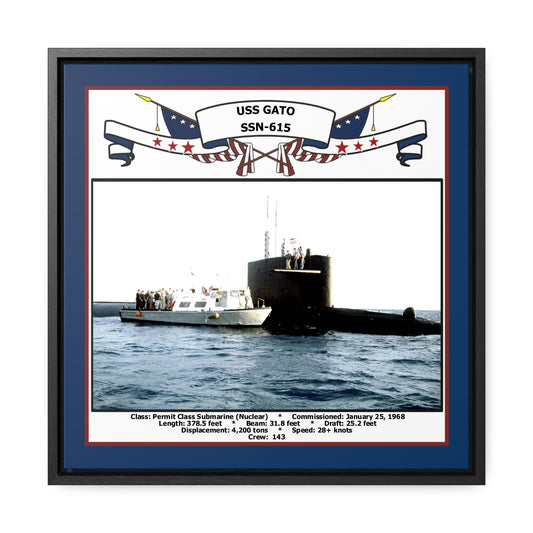 USS Gato SSN-615 Navy Floating Frame Photo Front View