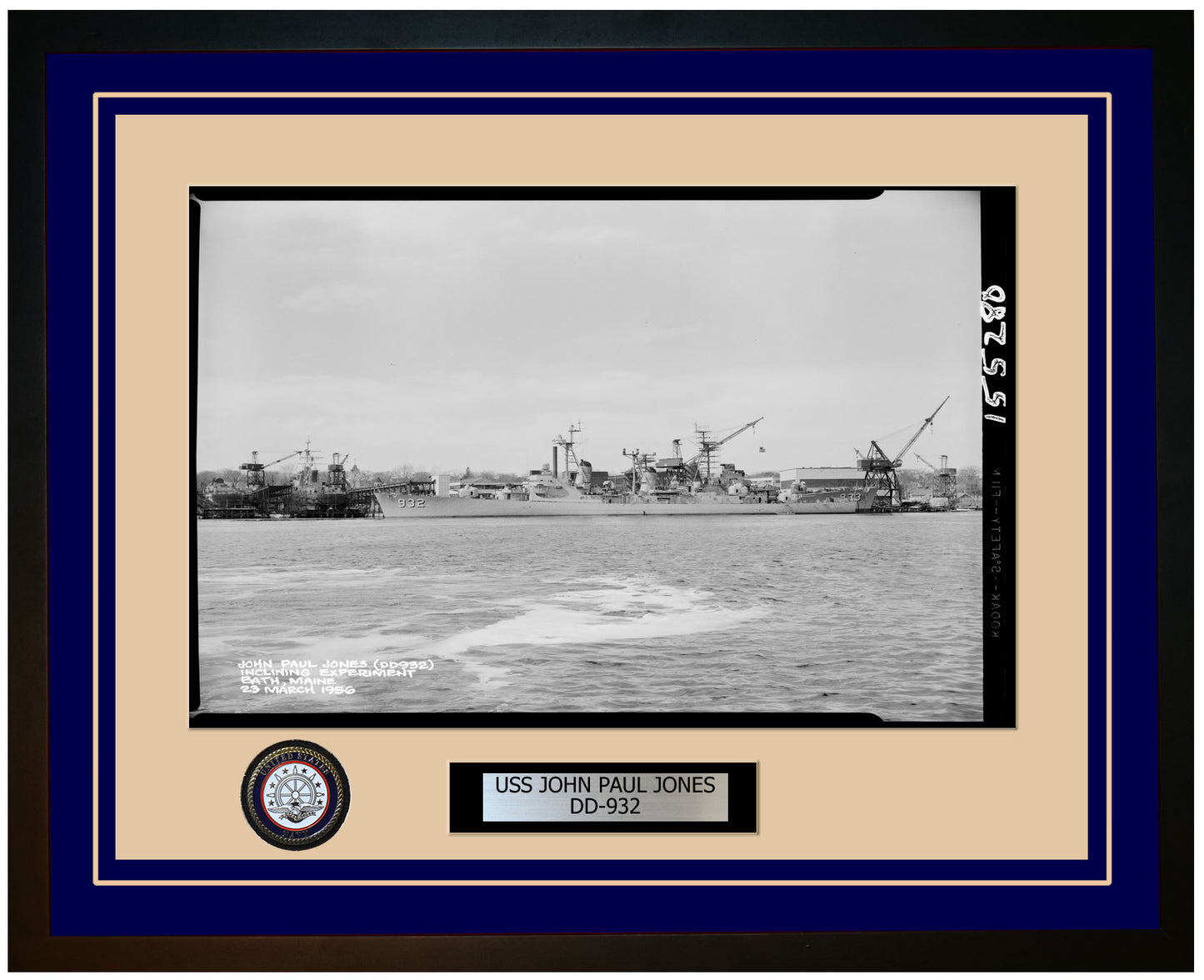 USS JOHN PAUL JONES DD-932 Framed Navy Ship Photo Blue