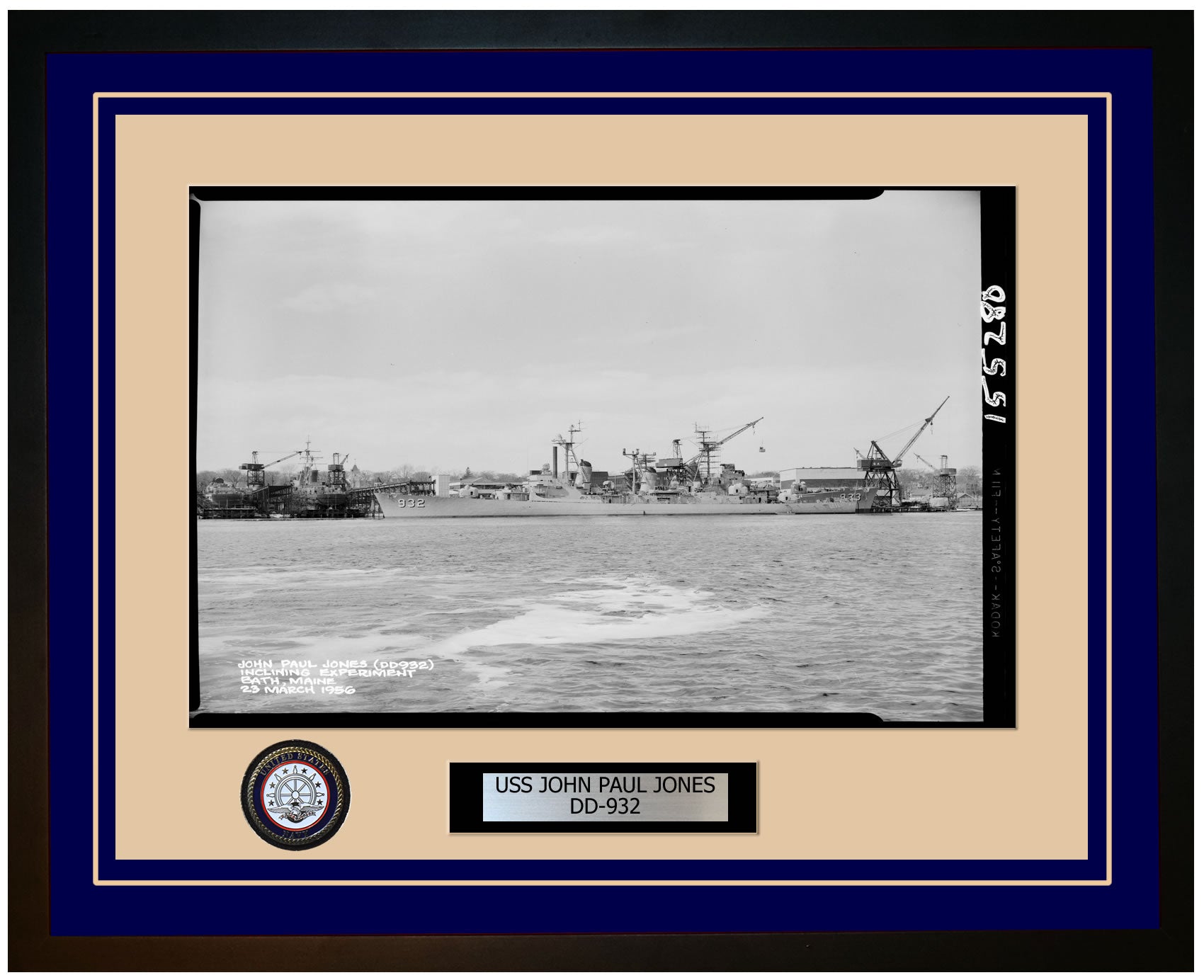USS JOHN PAUL JONES DD-932 Framed Navy Ship Photo Blue