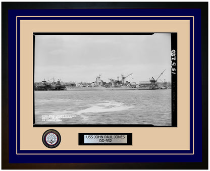 USS JOHN PAUL JONES DD-932 Framed Navy Ship Photo Blue