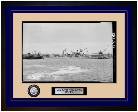 USS JOHN PAUL JONES DD-932 Framed Navy Ship Photo Blue