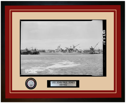 USS JOHN PAUL JONES DD-932 Framed Navy Ship Photo Burgundy