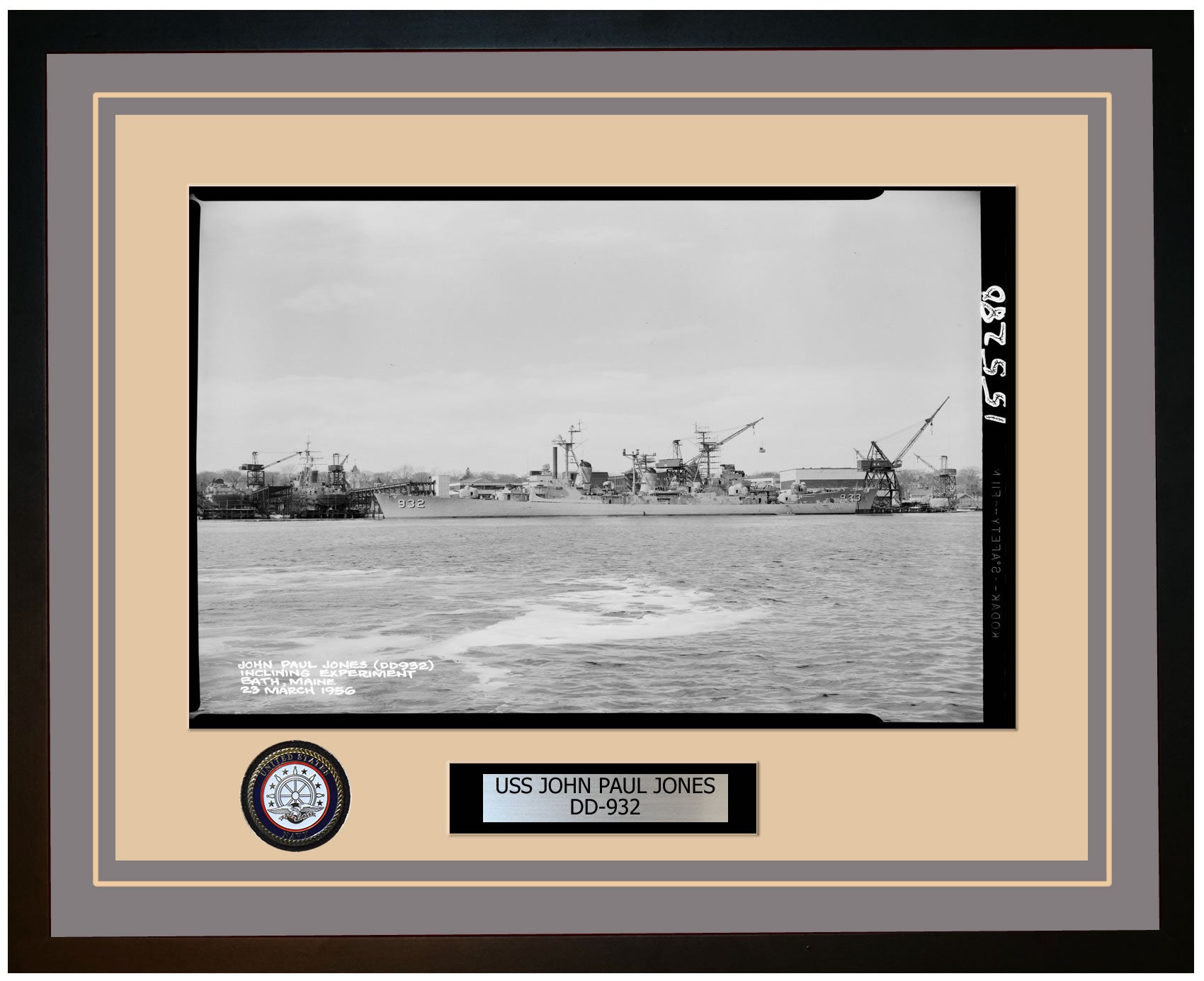 USS JOHN PAUL JONES DD-932 Framed Navy Ship Photo Grey