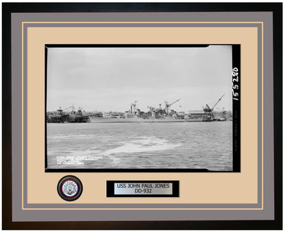 USS JOHN PAUL JONES DD-932 Framed Navy Ship Photo Grey