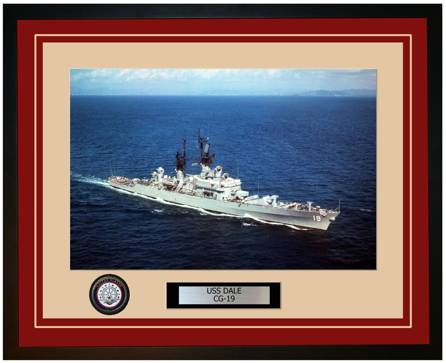 USS DALE CG-19 Framed Navy Ship Photo Burgundy