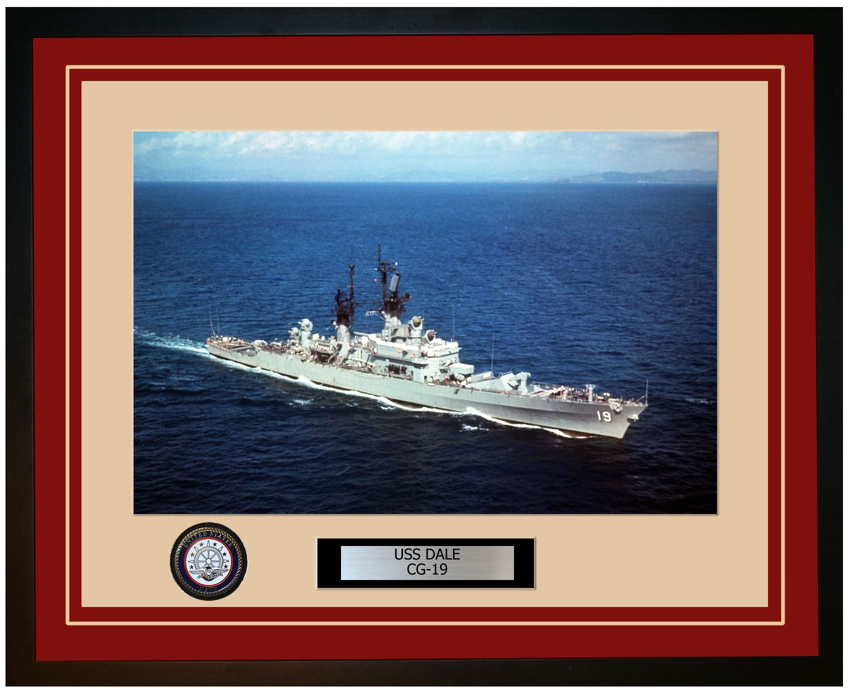 USS DALE CG-19 Framed Navy Ship Photo Burgundy