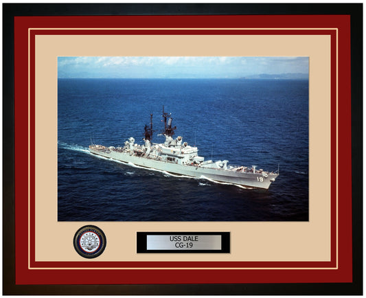 USS DALE CG-19 Framed Navy Ship Photo Burgundy
