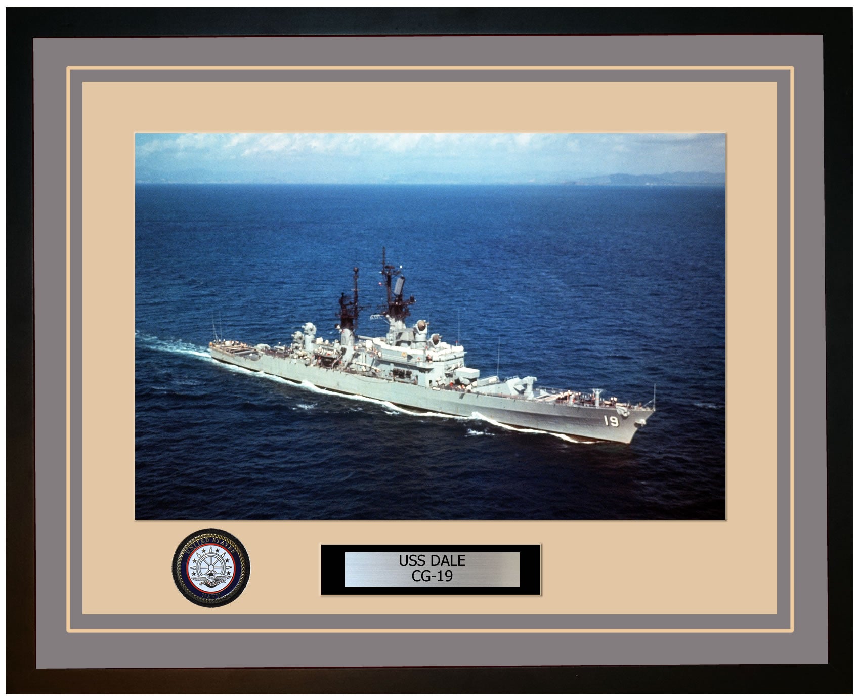 USS DALE CG-19 Framed Navy Ship Photo Grey
