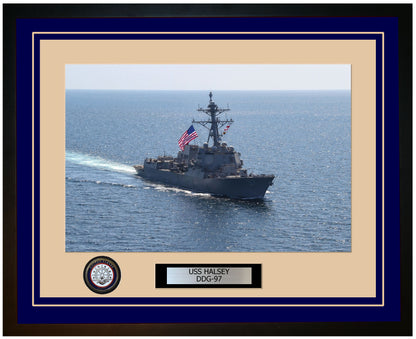 USS HALSEY DDG-97 Framed Navy Ship Photo Blue
