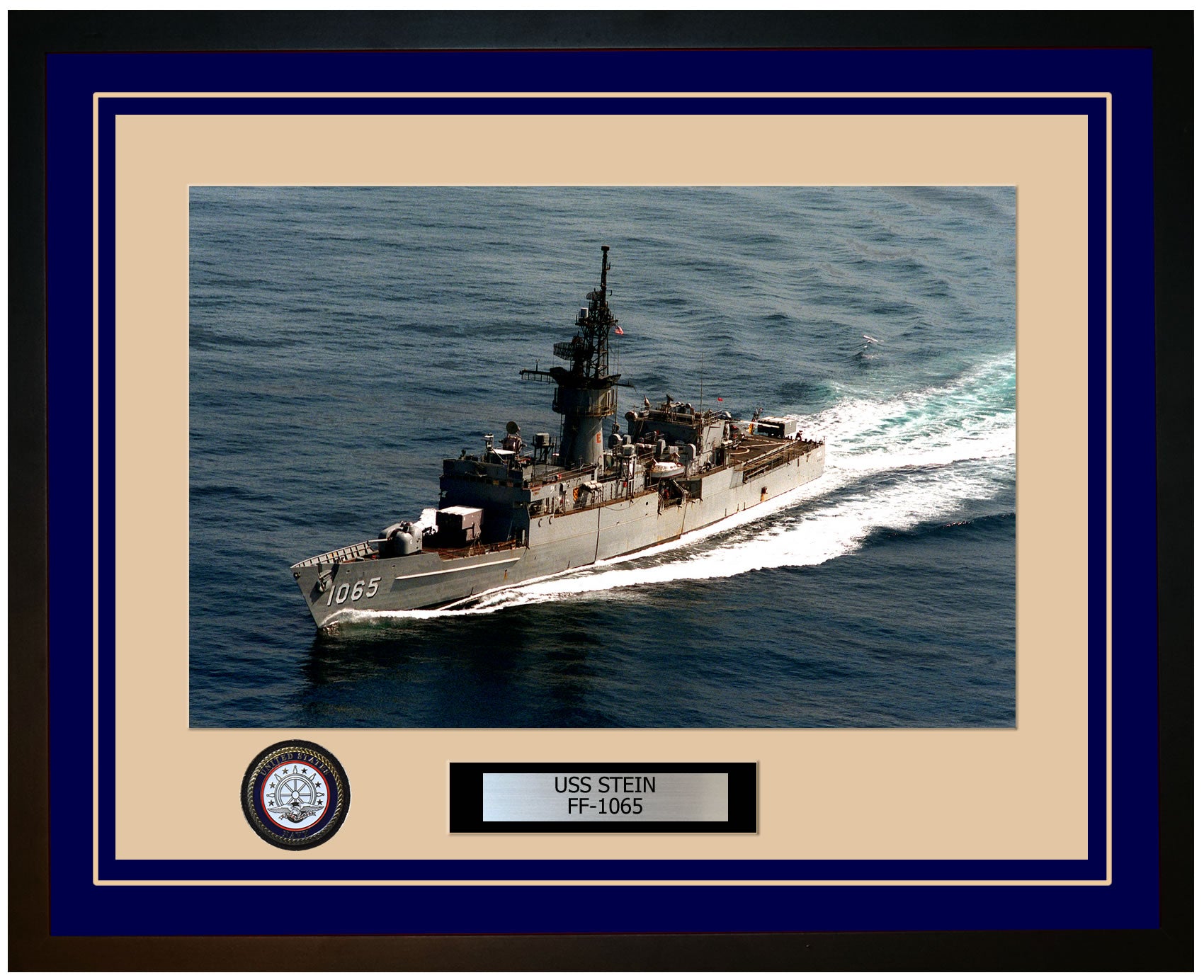 USS STEIN FF-1065 Framed Navy Ship Photo Blue