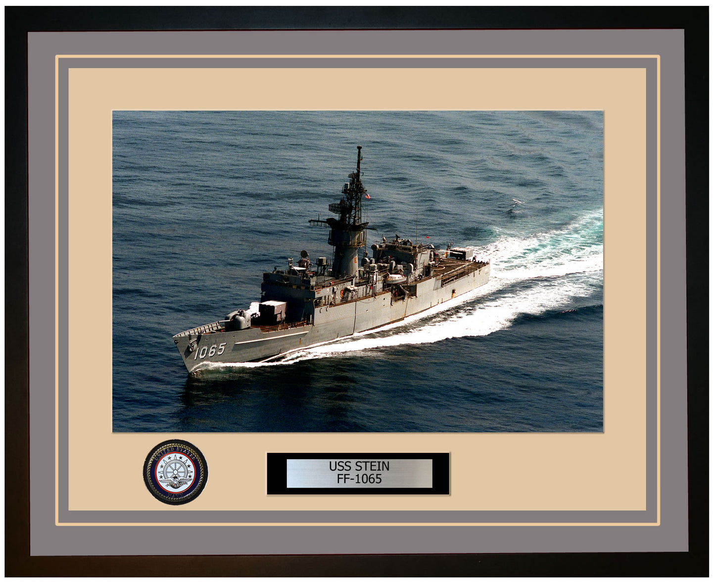 USS STEIN FF-1065 Framed Navy Ship Photo Grey