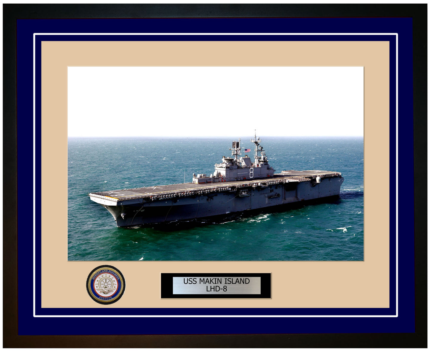 USS Makin Island LHD-8 Framed Navy Ship Photo Blue