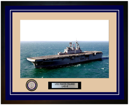 USS Makin Island LHD-8 Framed Navy Ship Photo Blue