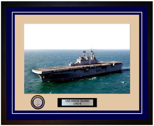 USS Makin Island LHD-8 Framed Navy Ship Photo Blue