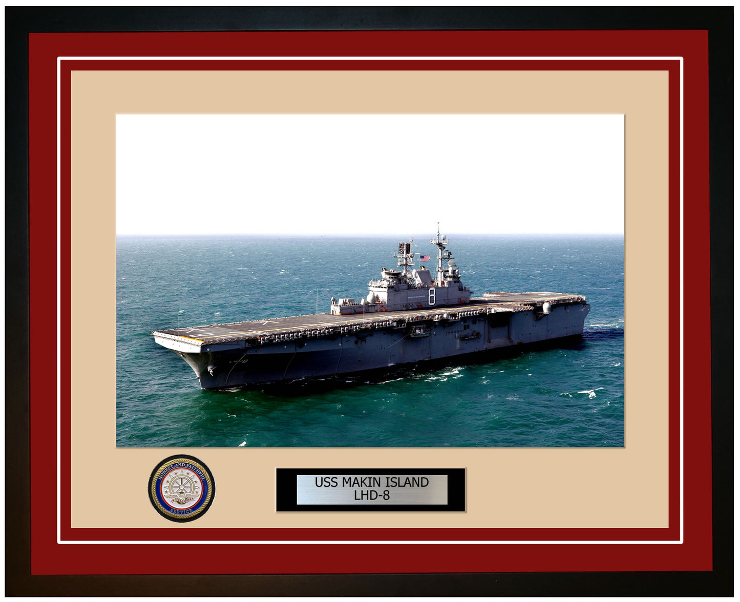 USS Makin Island LHD-8 Framed Navy Ship Photo Burgundy