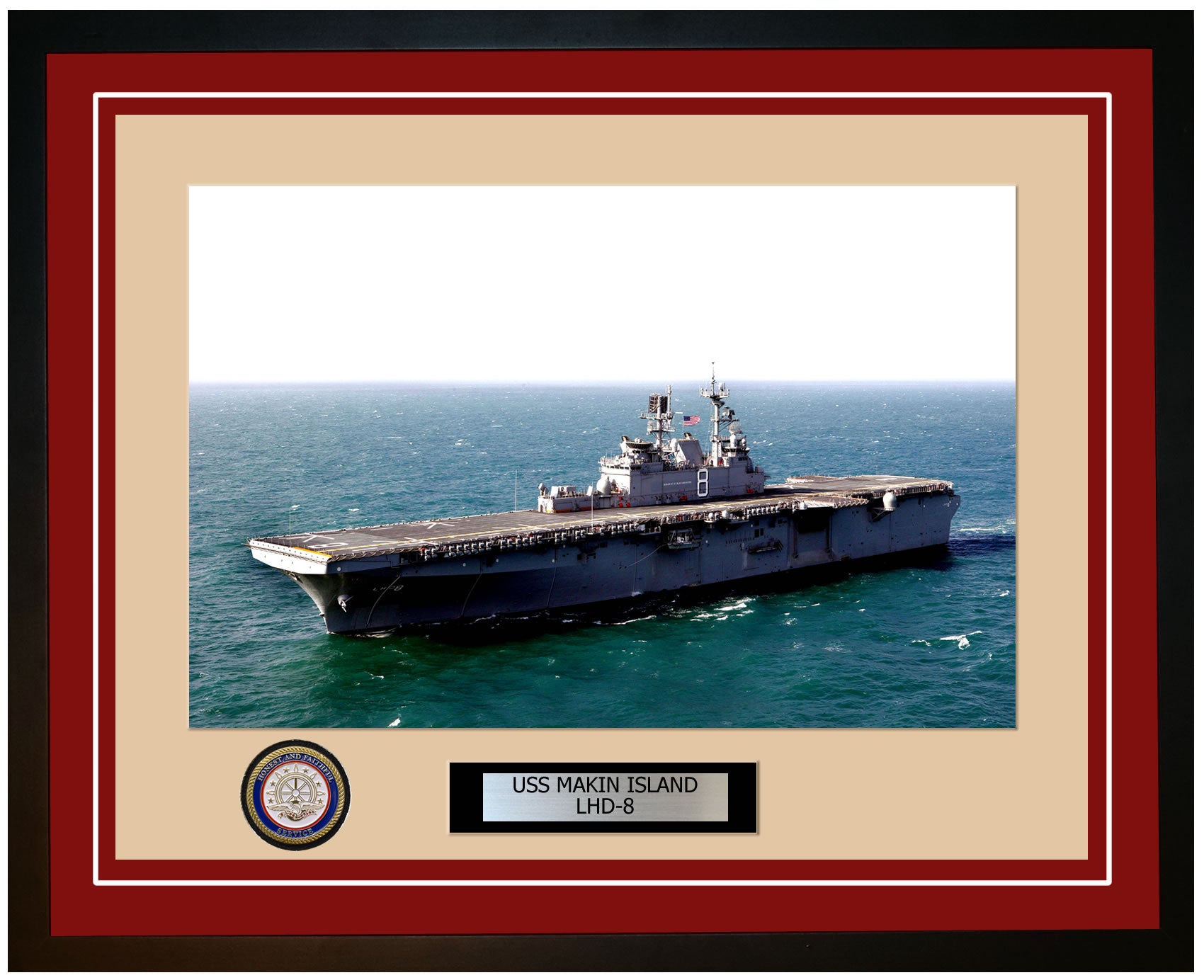 USS Makin Island LHD-8 Framed Navy Ship Photo Burgundy