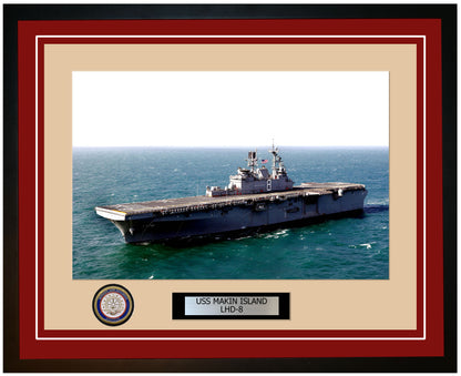 USS Makin Island LHD-8 Framed Navy Ship Photo Burgundy