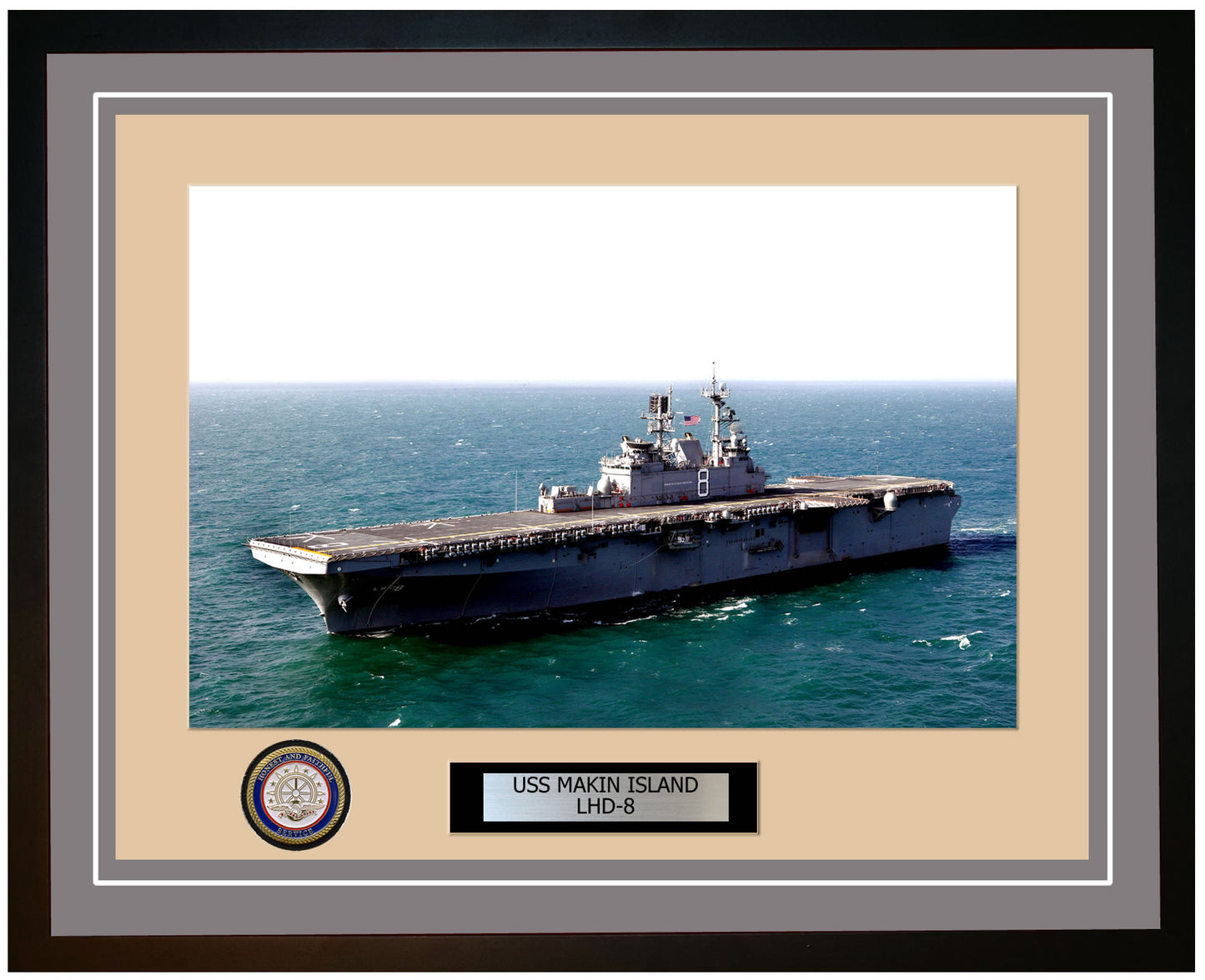 USS Makin Island LHD-8 Framed Navy Ship Photo Grey