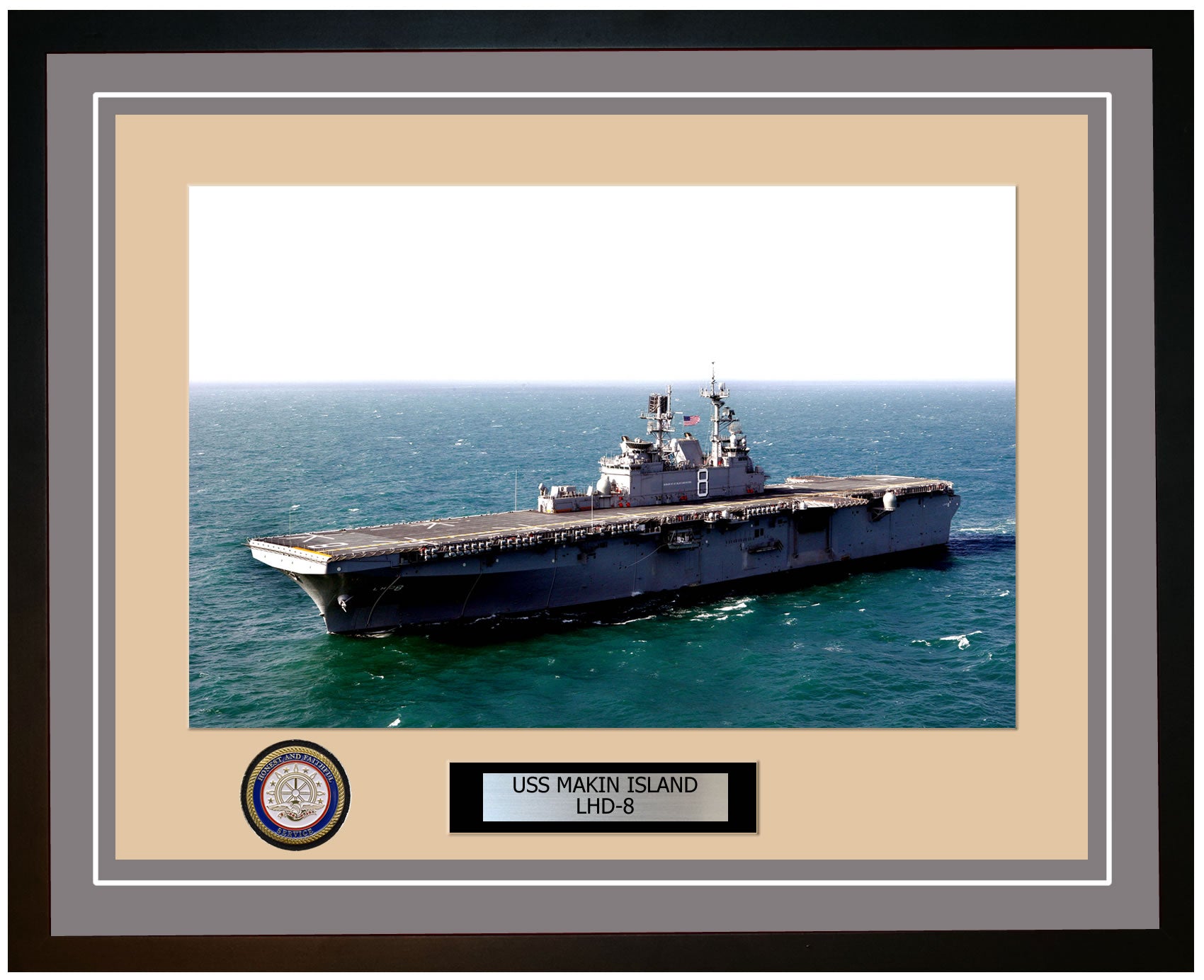USS Makin Island LHD-8 Framed Navy Ship Photo Grey
