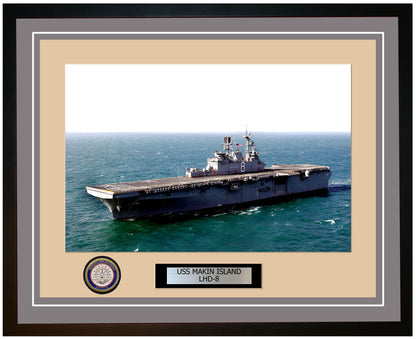 USS Makin Island LHD-8 Framed Navy Ship Photo Grey