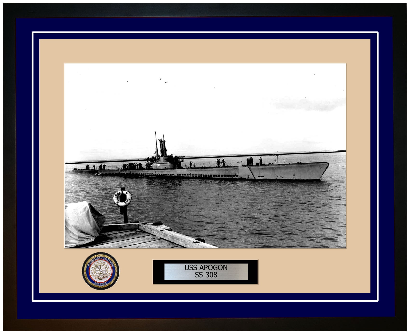 USS Apogon SS-308 Framed Navy Ship Photo Blue