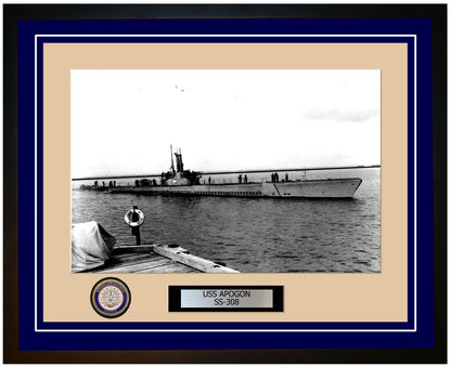 USS Apogon SS-308 Framed Navy Ship Photo Blue
