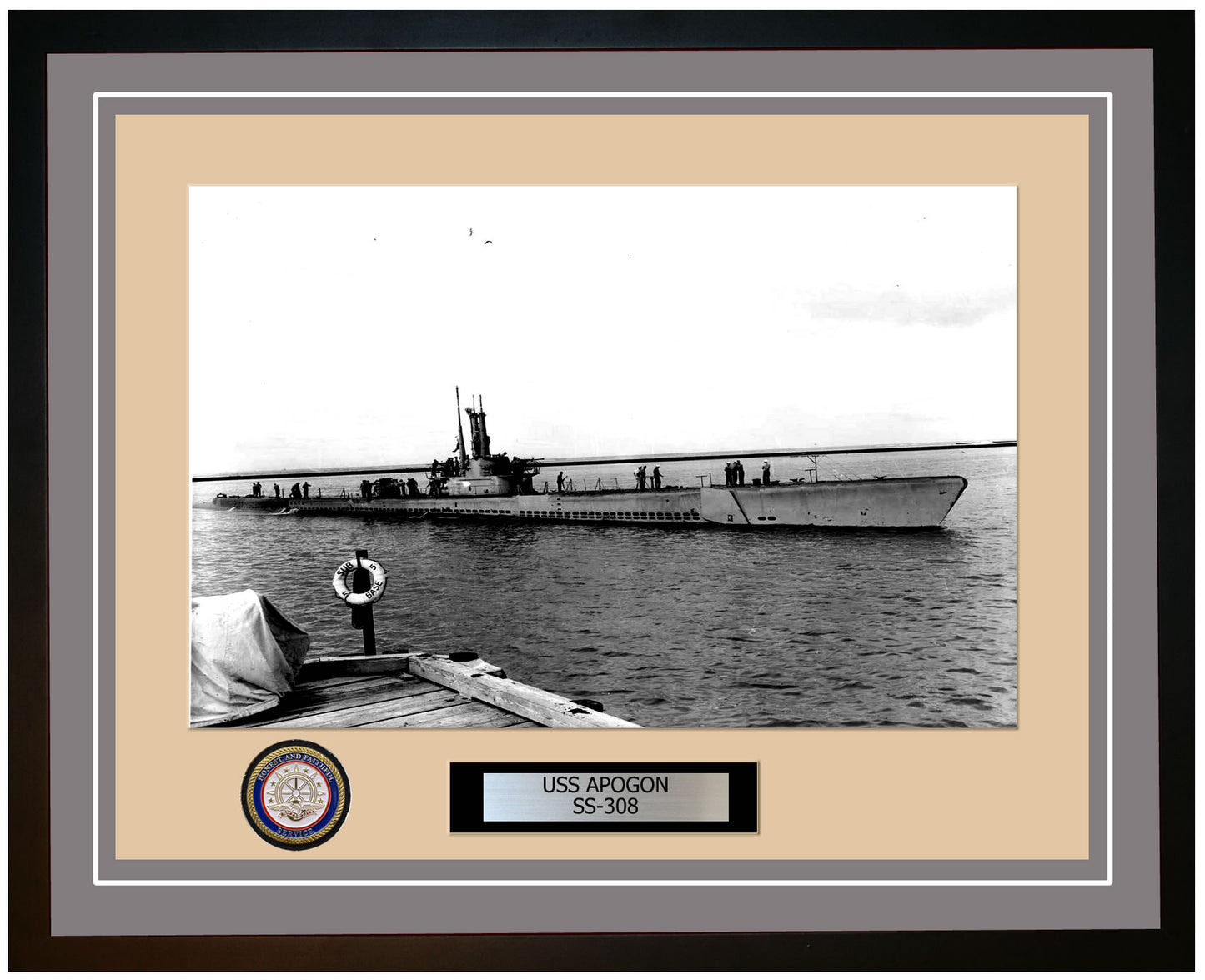 USS Apogon SS-308 Framed Navy Ship Photo Grey