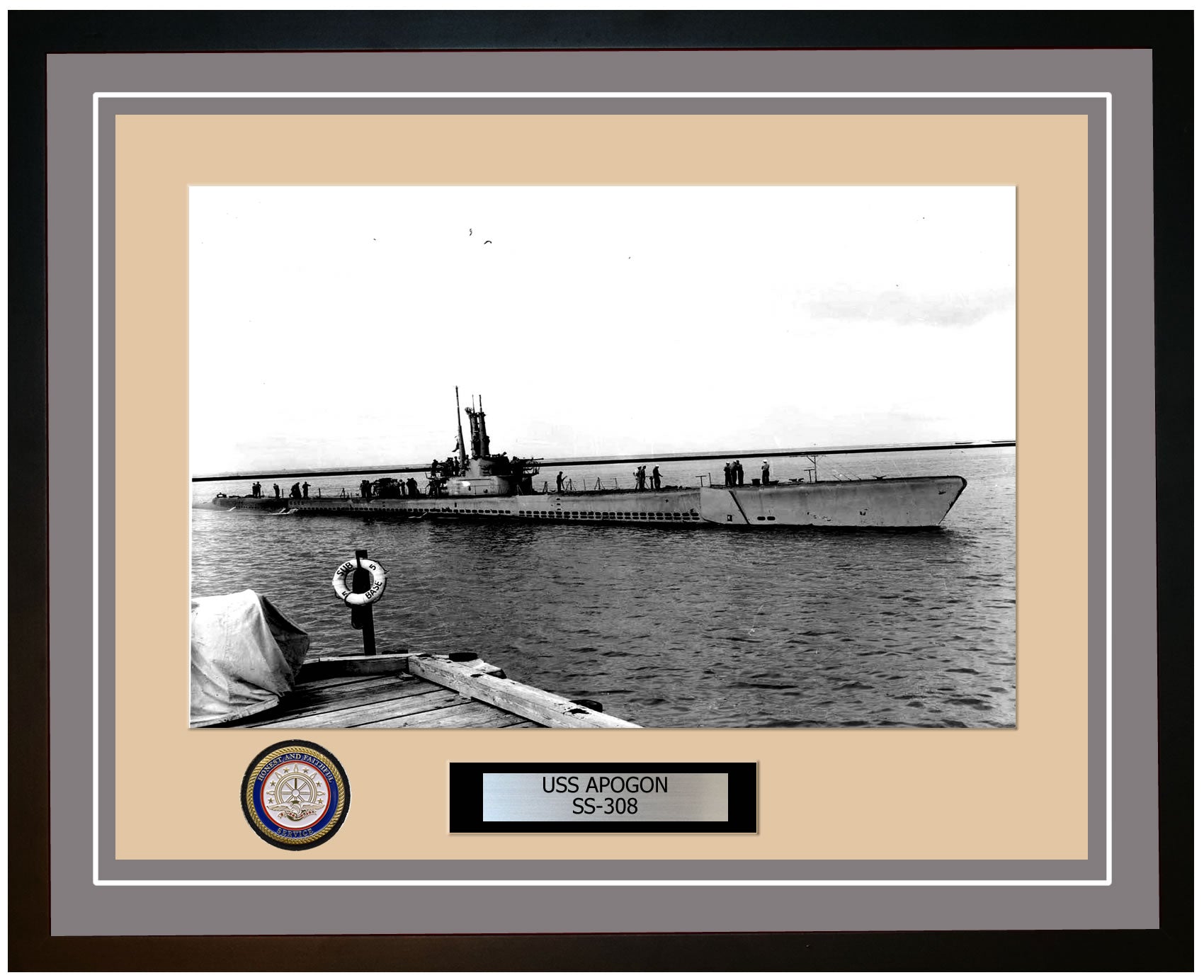 USS Apogon SS-308 Framed Navy Ship Photo Grey