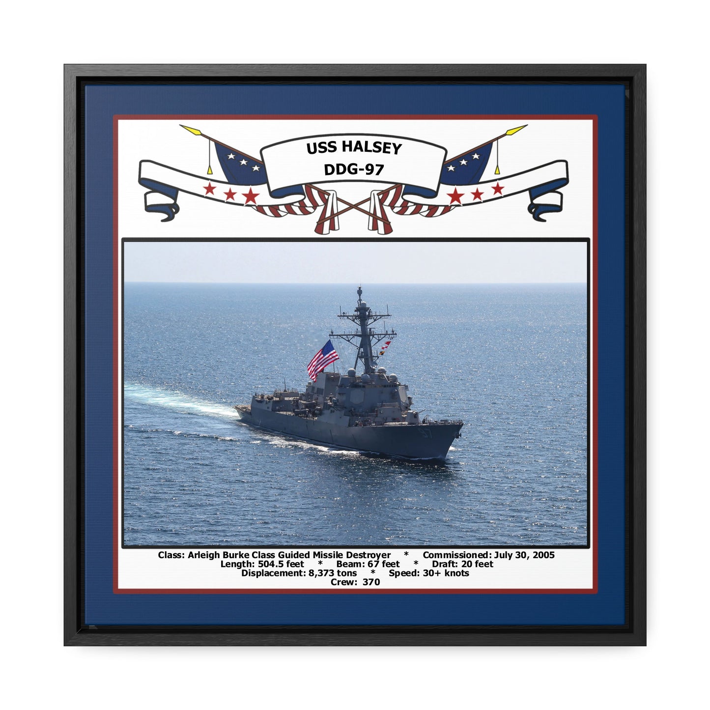 USS Halsey DDG-97 Navy Floating Frame Photo Front View