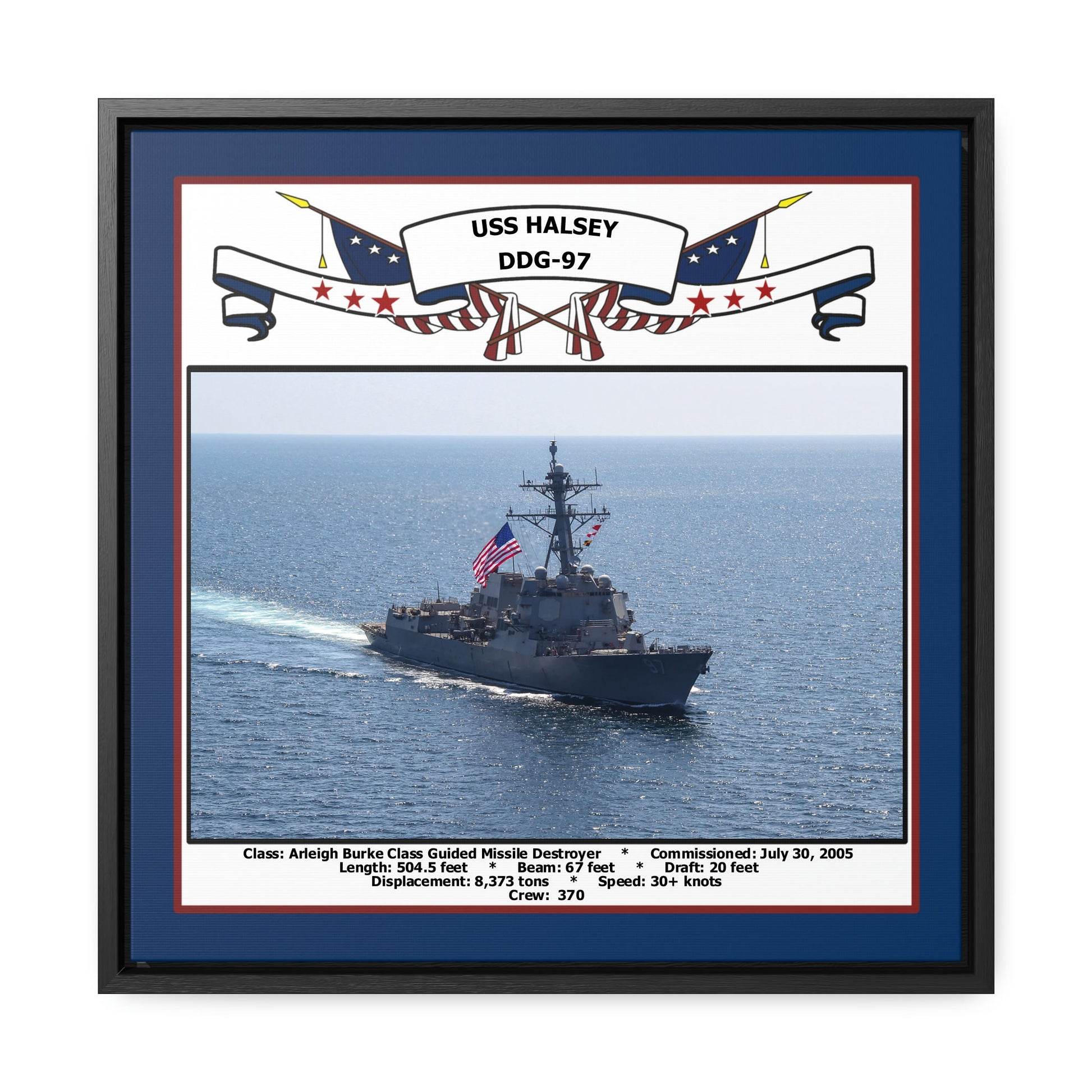 USS Halsey DDG-97 Navy Floating Frame Photo Front View