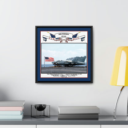 USS Midway CV-41 Navy Floating Frame Photo Desk View