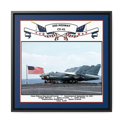 USS Midway CV-41 Navy Floating Frame Photo Front View