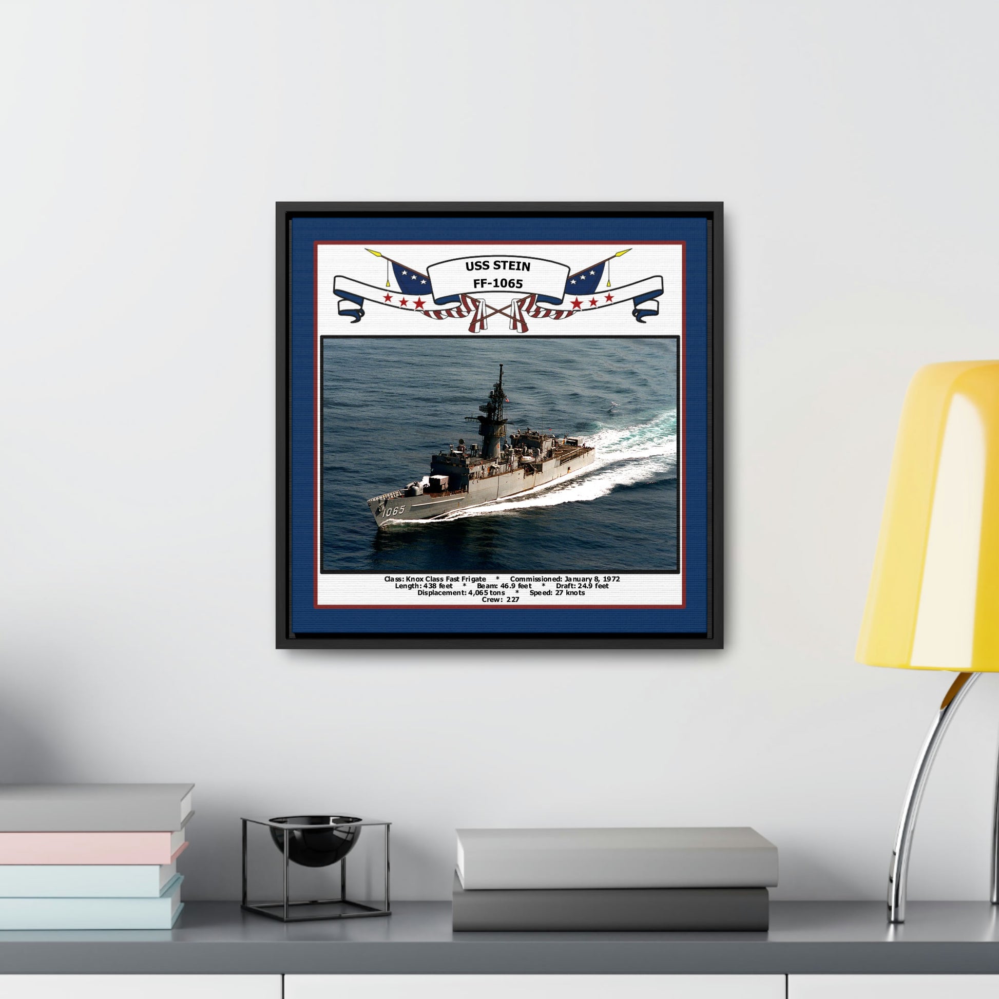 USS Stein FF-1065 Navy Floating Frame Photo Desk View