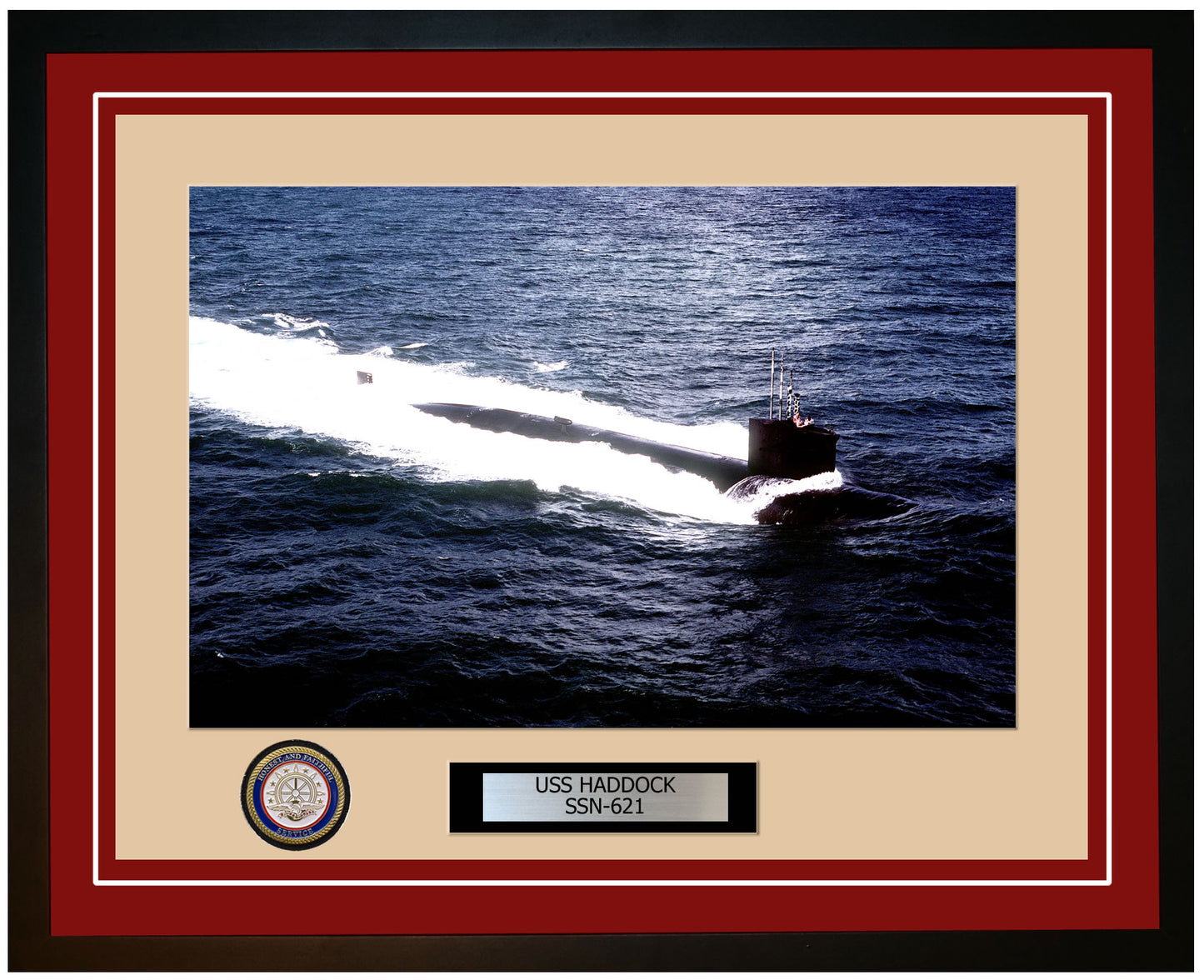 USS Haddock SSN-621 Framed Navy Ship Photo Burgundy