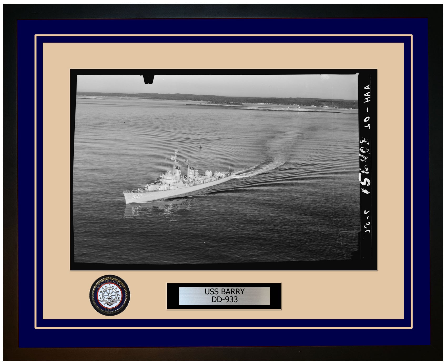 USS BARRY DD-933 Framed Navy Ship Photo Blue