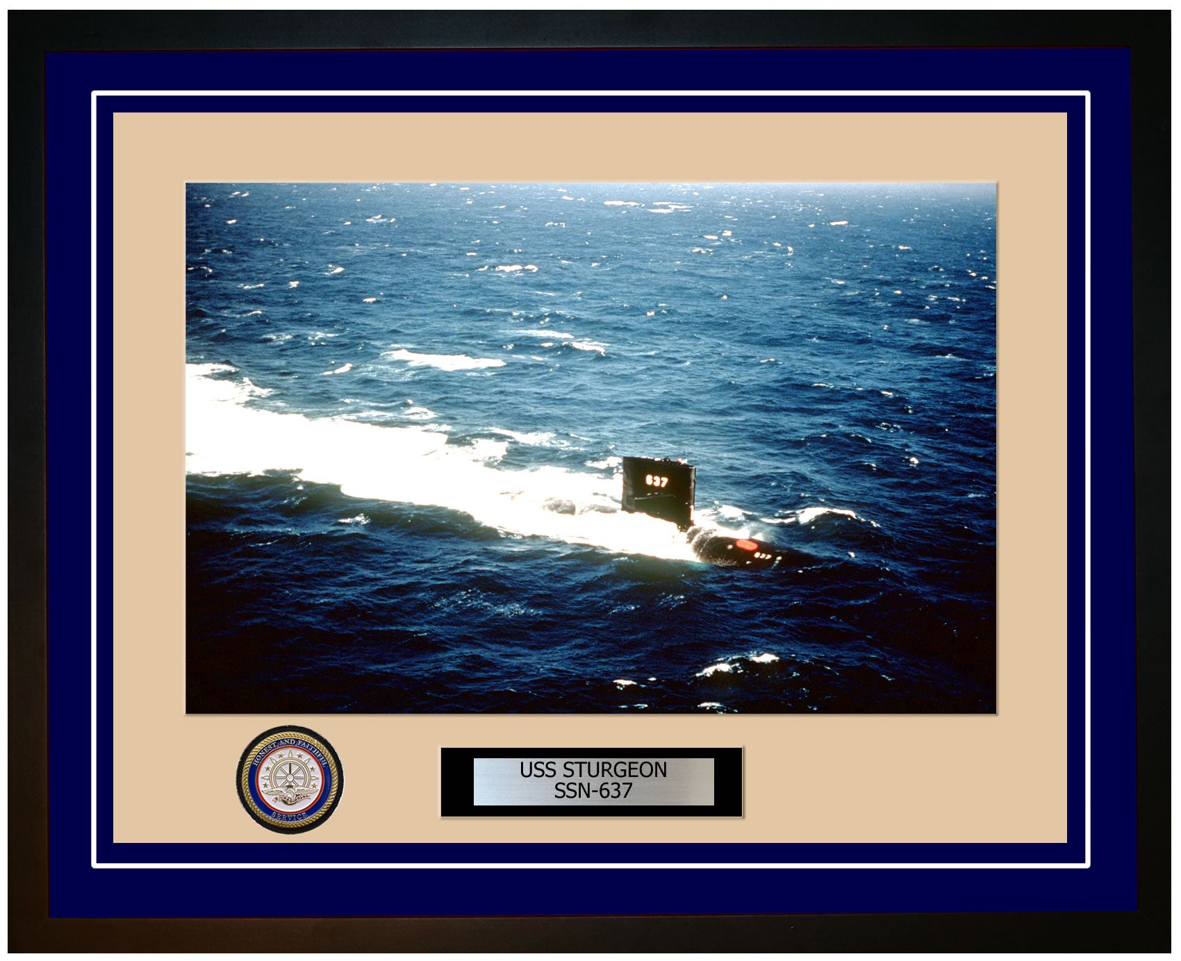 USS Sturgeon SSN-637 Framed Navy Ship Photo Blue