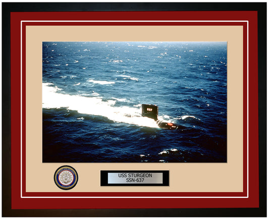 USS Sturgeon SSN-637 Framed Navy Ship Photo Burgundy