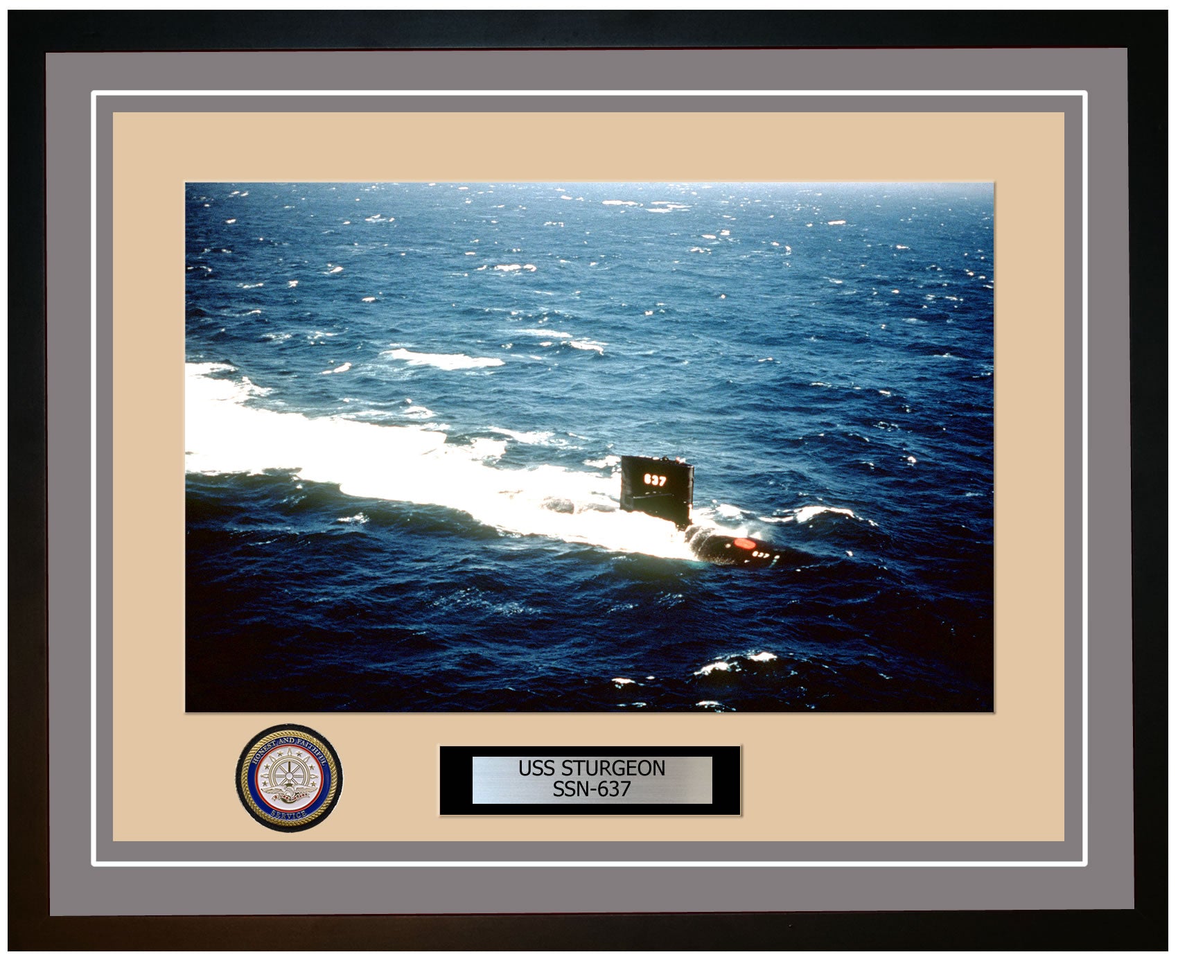 USS Sturgeon SSN-637 Framed Navy Ship Photo Grey
