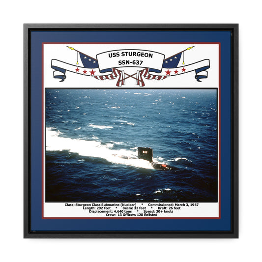 USS Sturgeon SSN-637 Navy Floating Frame Photo Front View